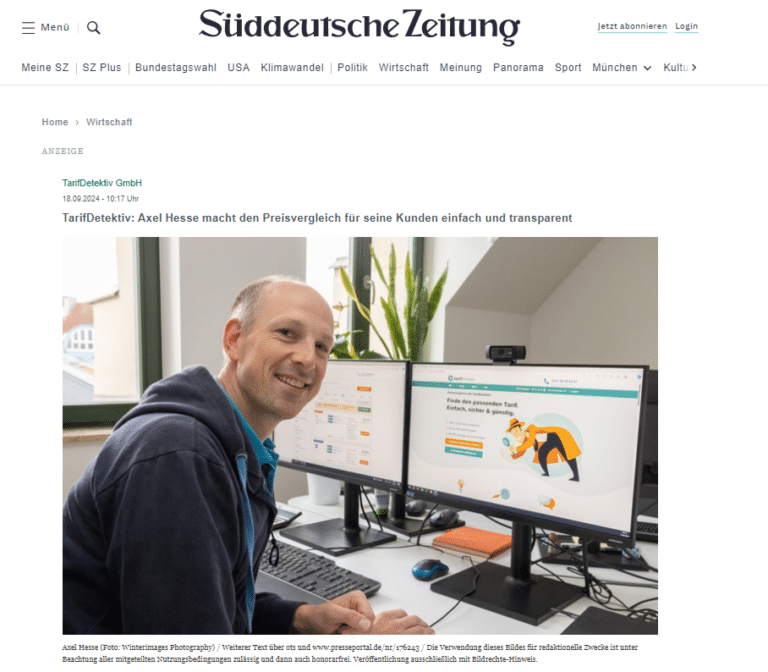 TarifDetektiv: Axel Hesse macht den Preisvergleich für seine Kunden einfach und transparent