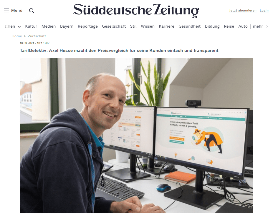 TarifDetektiv: Axel Hesse macht den Preisvergleich für seine Kunden einfach und transparent